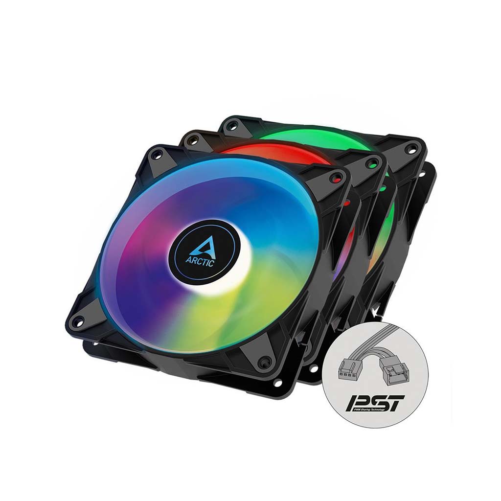 COOLERS CASE FAN 120mm ARCTIC P12 PWM PST A-RGB 0dB Pack of 3 (3x120mm) 2000 RPM BLACK ACFAN00232A